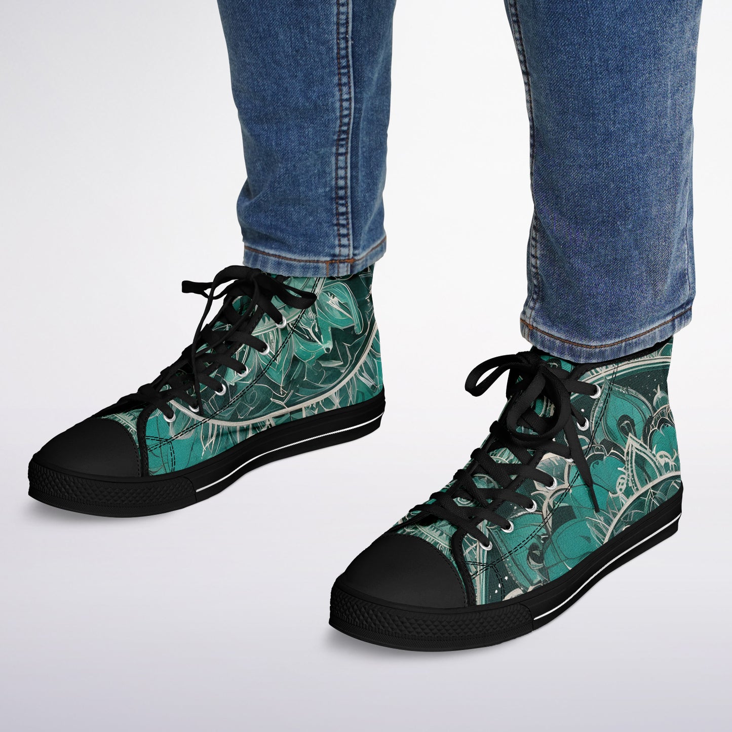 Green Mandala High Tops - Rave Shoes with A Bold Style and All-Day Comfort