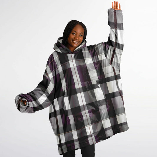 Purple Tartan Snug Hoodie - Fleece Hoodie - Essential Hoodie