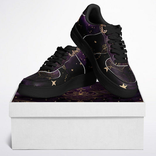 Celestial Purple Boho Rave Shoes - Durable Festival Trainers with Purple and Gold Accents