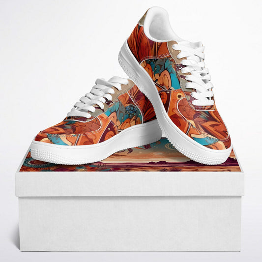 Boho Sunflower Festival Trainers - Rave Shoes with Bright Abstract Pattern