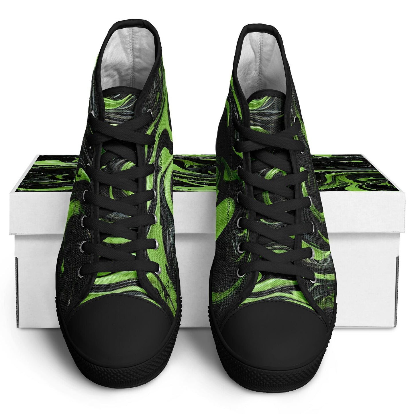 Green Swirls High Tops - Rave Shoes with A Bold Style and All-Day Comfort