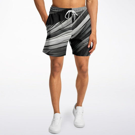 Black and White Swirls Athletic Shorts