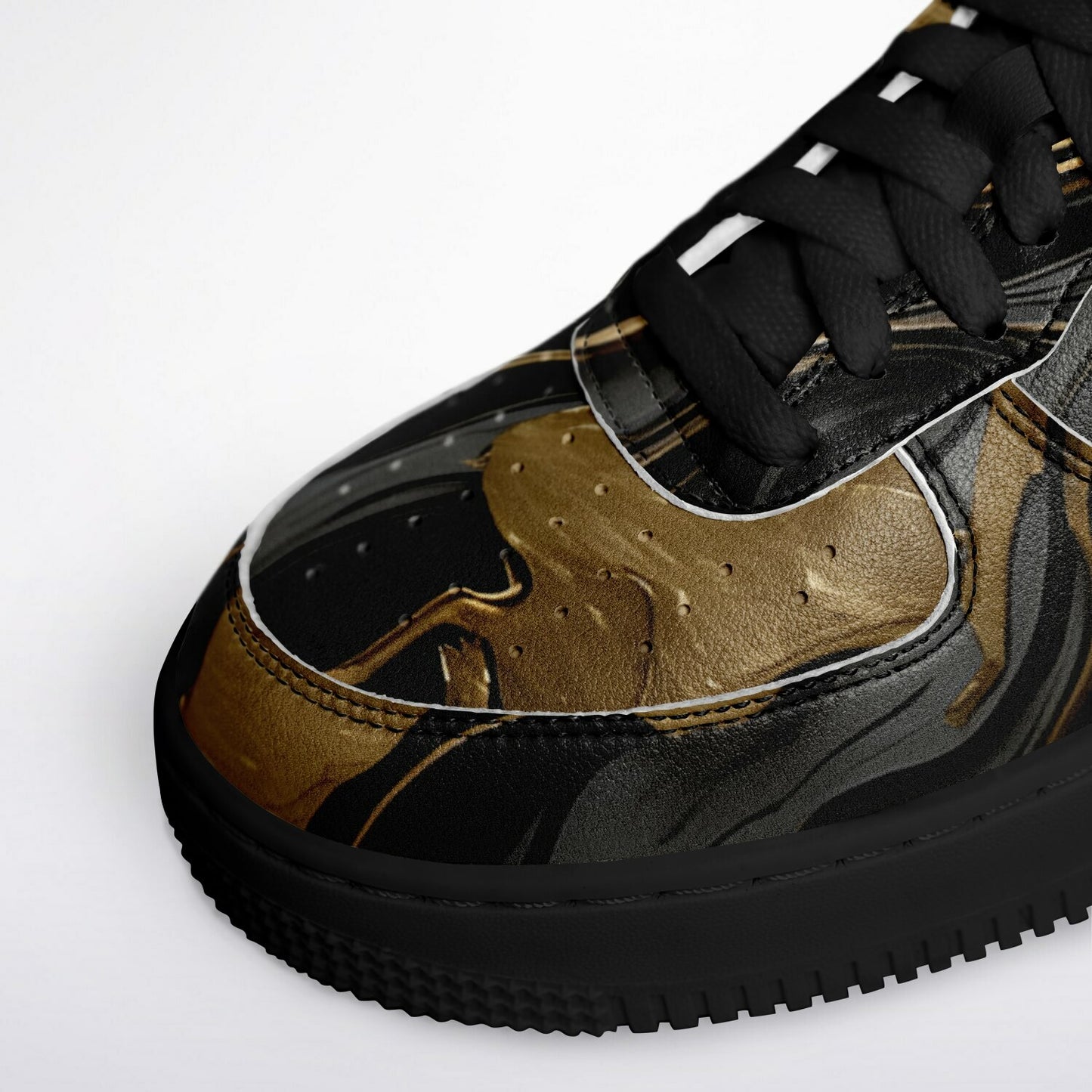 Black & Gold Marble Festival Shoes - Rave Shoes with Durability in Abstract Marble Pattern