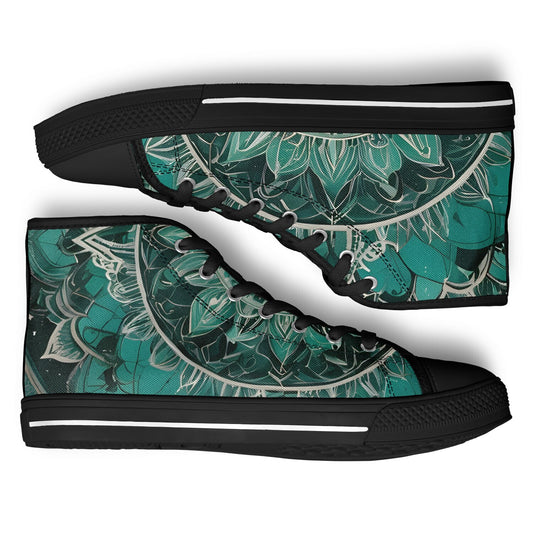 Green Mandala High Tops - Rave Shoes with A Bold Style and All-Day Comfort
