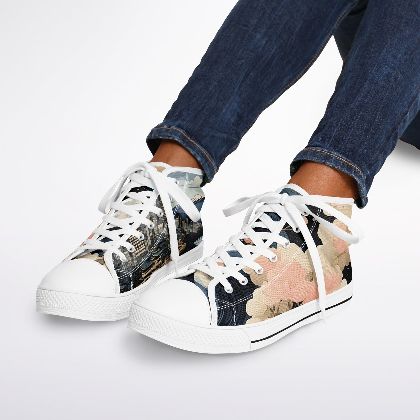 Kyoto Fantasy High Tops - Fashion Sneakers with Japanese Anime Art Rave Shoes