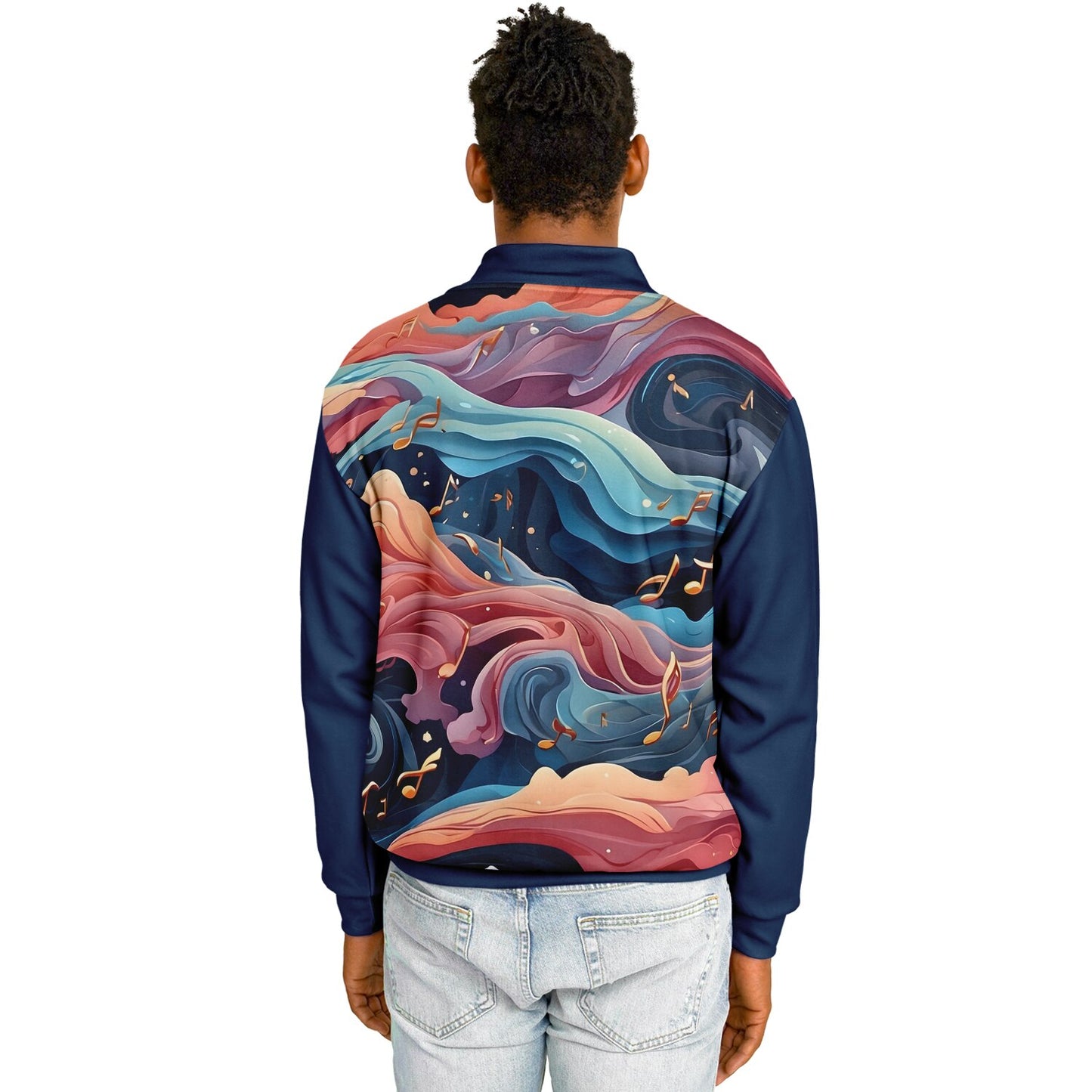 Musical Rainbow Baseball Jacket - Custom Bomber Jacket with Artistic Print