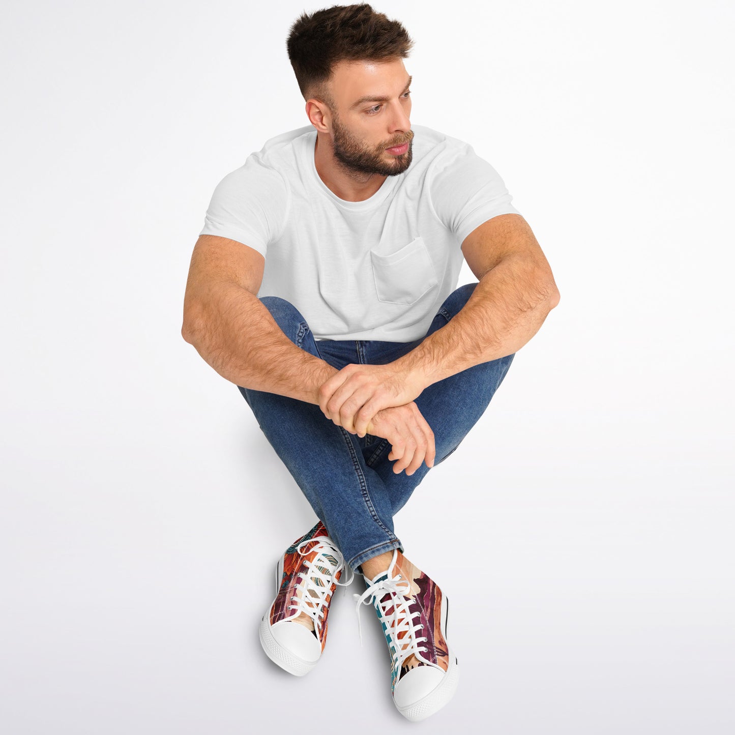 Boho Desert High Tops - Rave Shoes with Festival Desert Print and Bright Colours