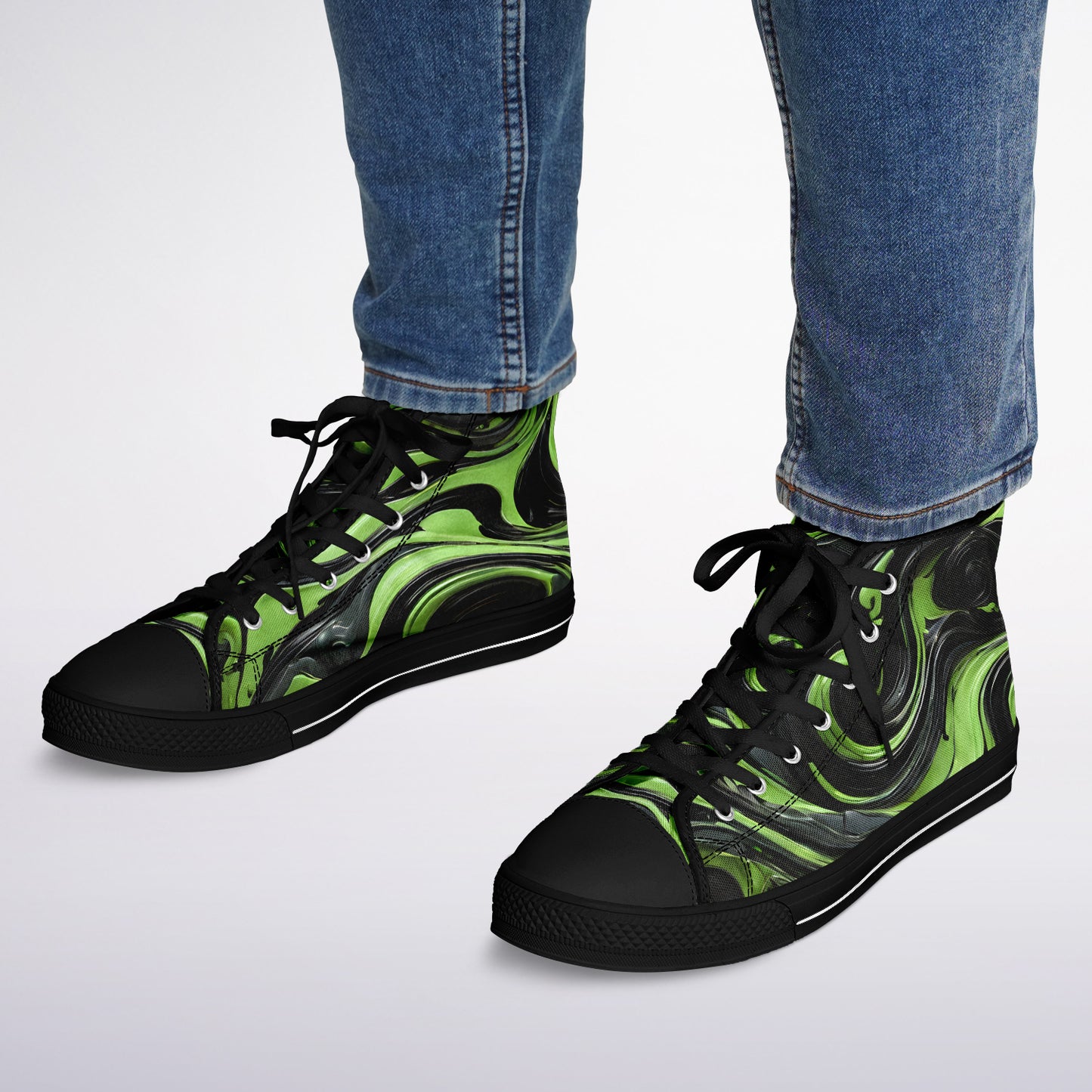 Green Swirls High Tops - Rave Shoes with A Bold Style and All-Day Comfort