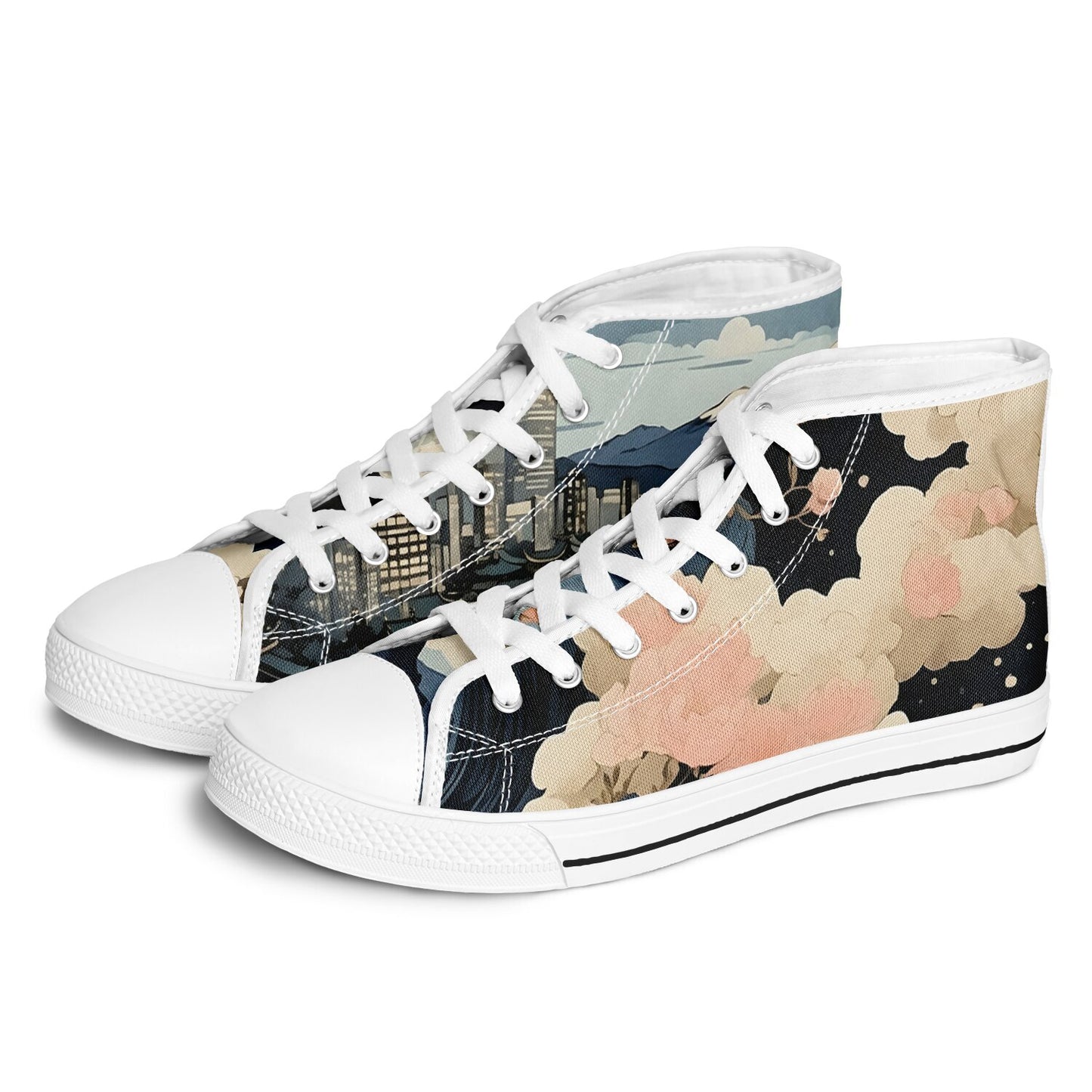 Kyoto Fantasy High Tops - Fashion Sneakers with Japanese Anime Art Rave Shoes
