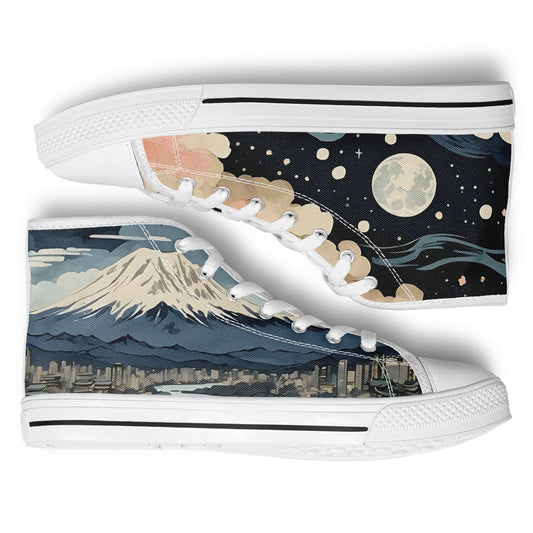 Kyoto Fantasy High Tops - Fashion Sneakers with Japanese Anime Art Rave Shoes