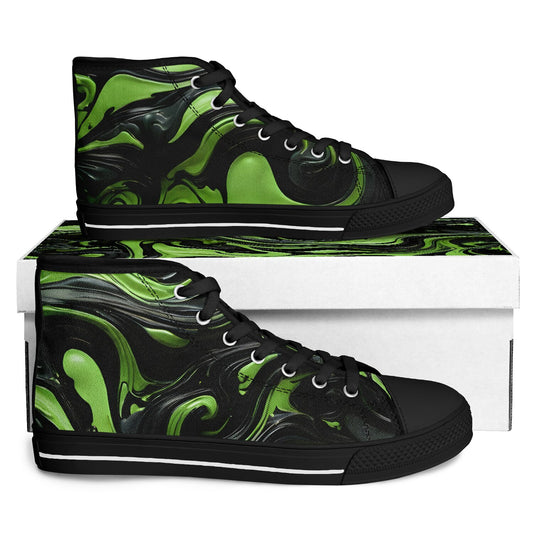 Green Swirls High Tops - Rave Shoes with A Bold Style and All-Day Comfort