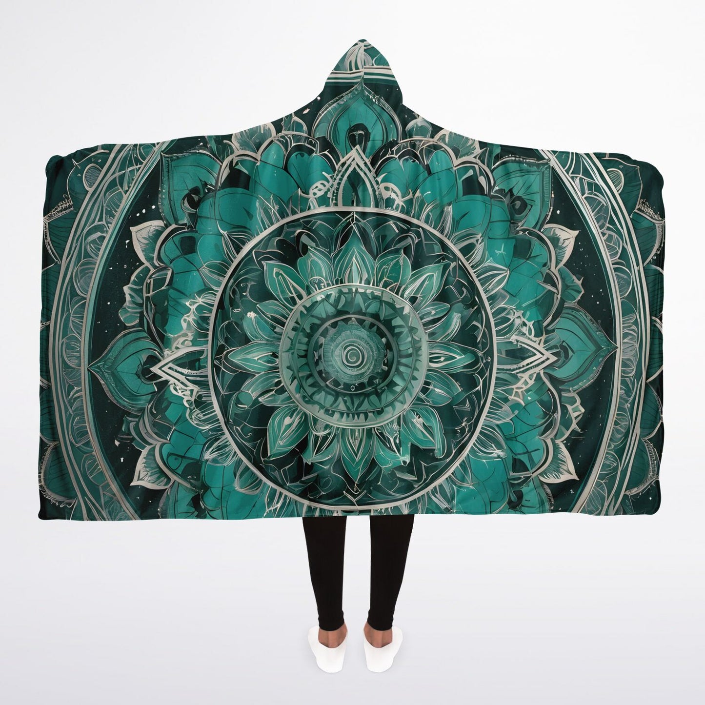Emerald Mandala Hooded Blanket - Ultra-Soft Hoodie Blanket with Mandala Pattern