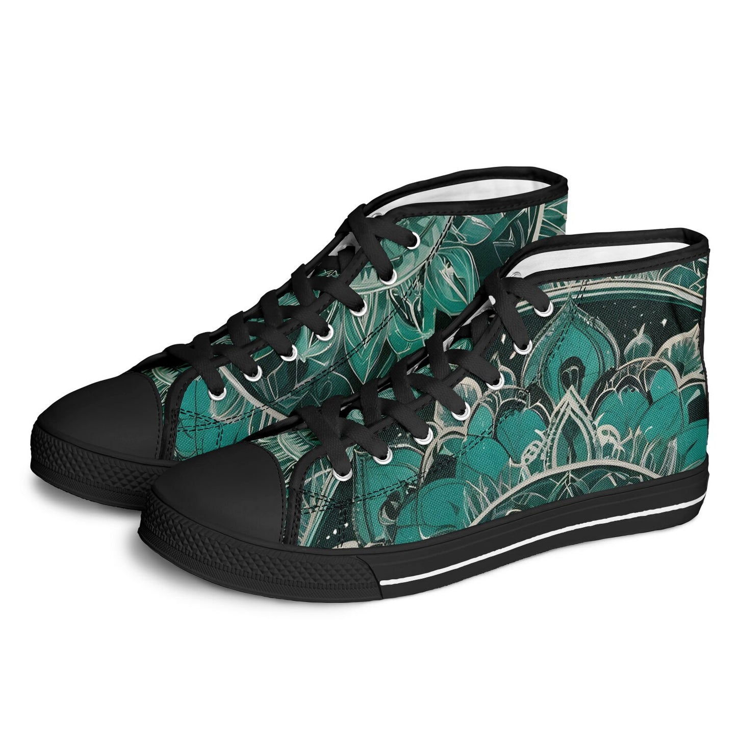 Green Mandala High Tops - Rave Shoes with A Bold Style and All-Day Comfort