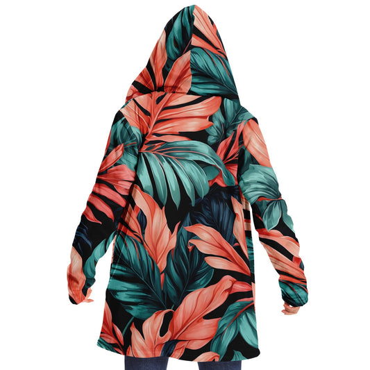 Festival Style Hooded Cloak - Fleece Cloak with Bold Floral Patterns