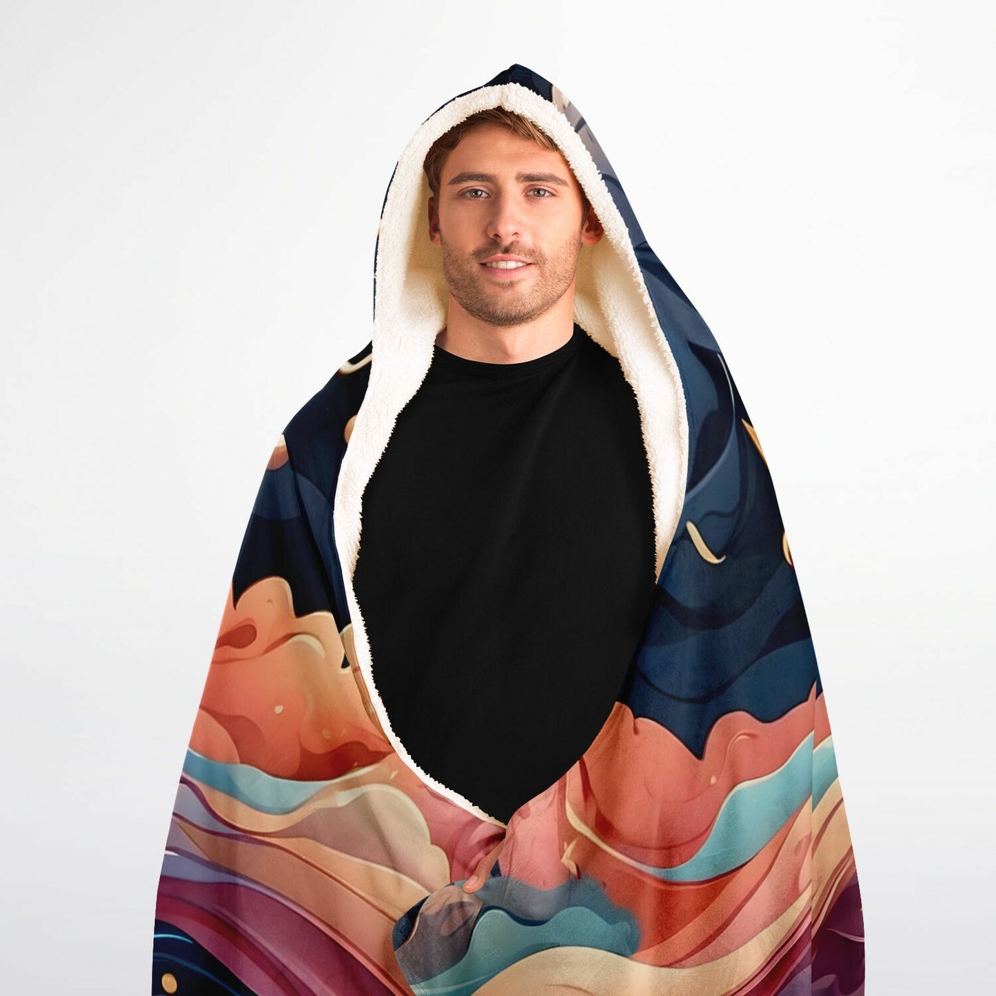 Musical Rainbow Hooded Blanket - Ultra-Soft Hoodie Blanket with Whimsical Rainbow Pattern