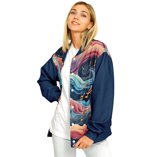 Musical Rainbow Baseball Jacket - Custom Bomber Jacket with Artistic Print