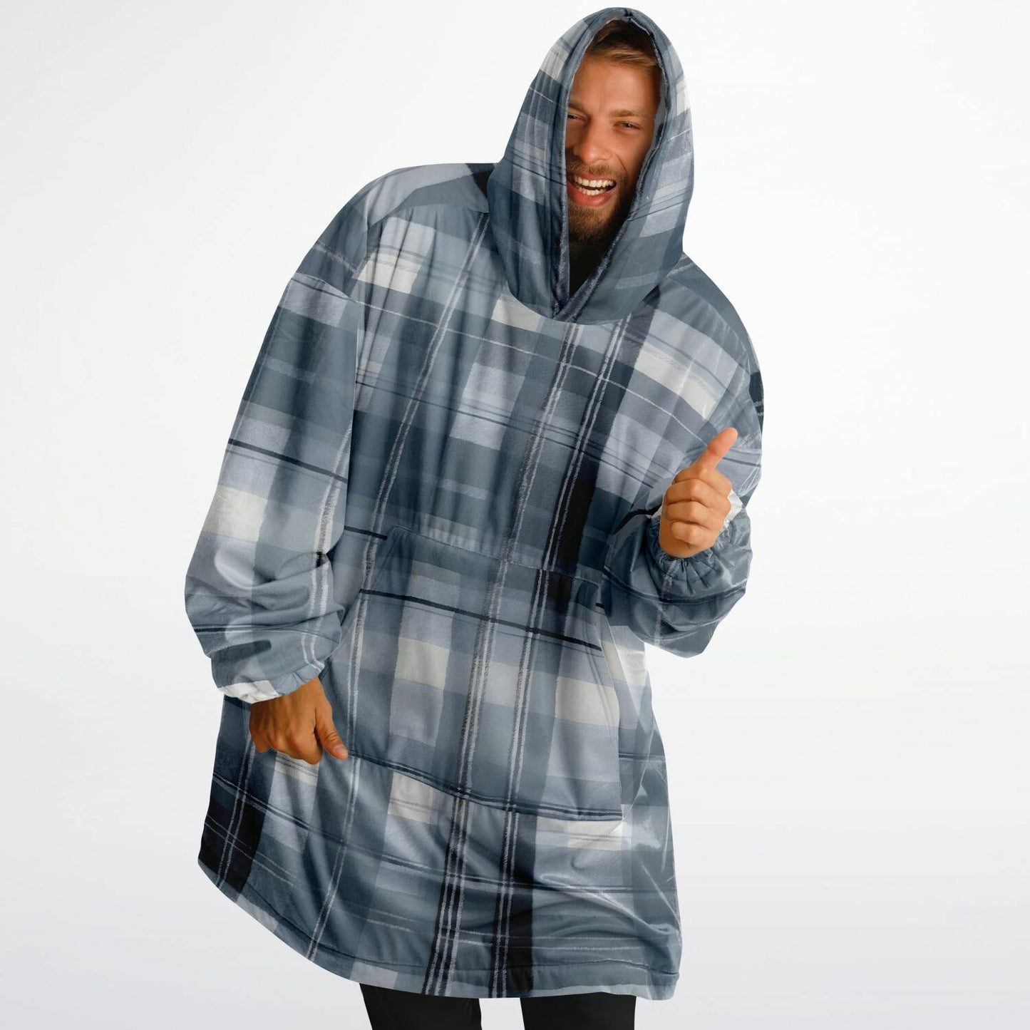 Blue Tartan Snug Hoodie - Fleece Hoodie - Essentials Hoodie