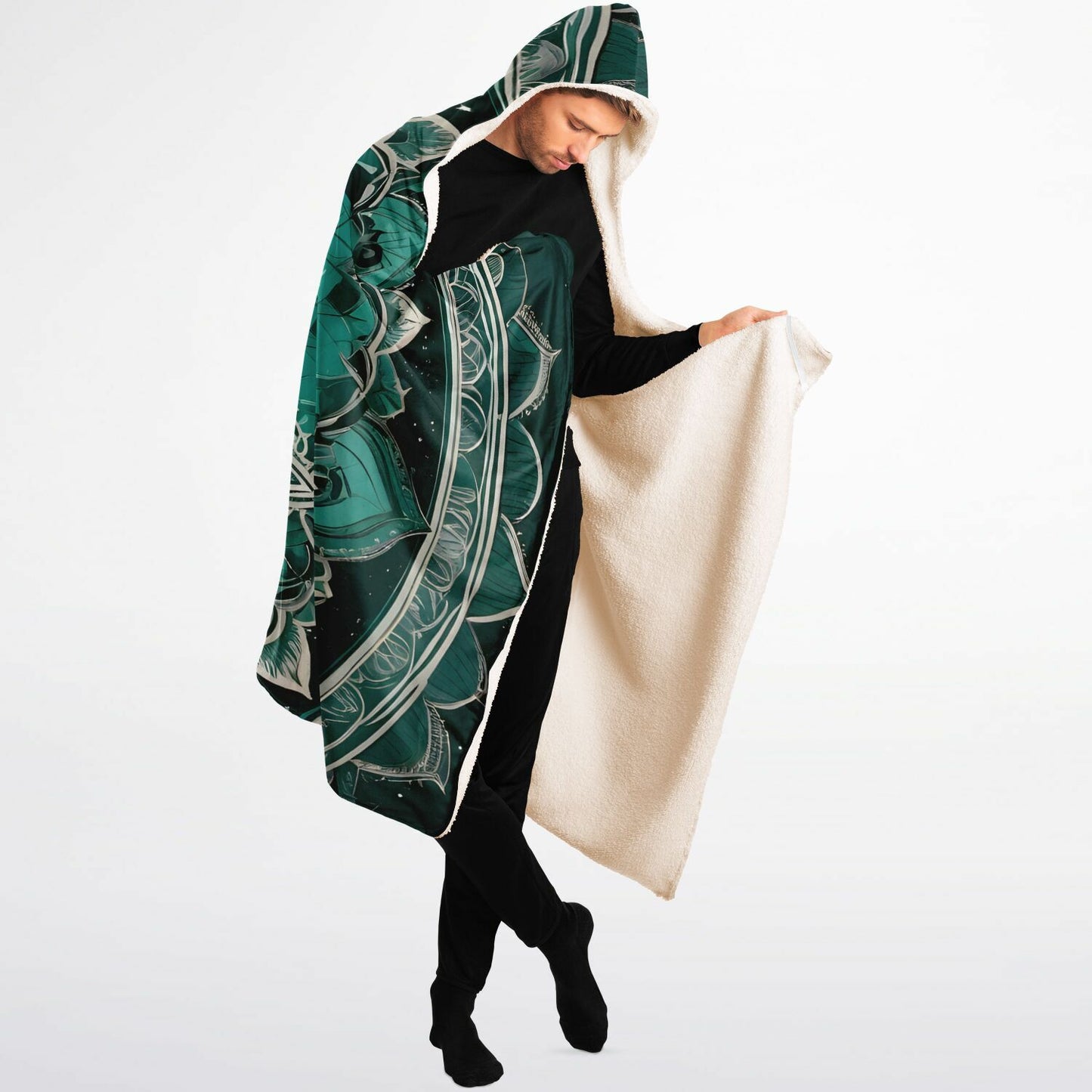 Emerald Mandala Hooded Blanket - Ultra-Soft Hoodie Blanket with Mandala Pattern