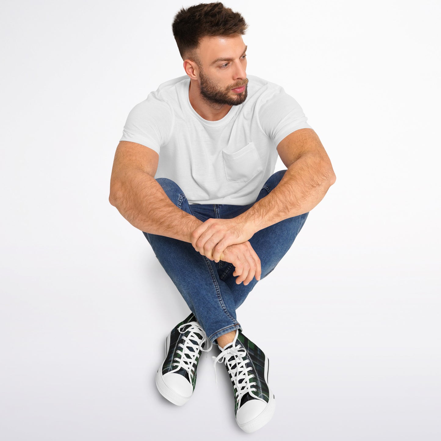 Green Tartan High Tops - Festival Sneakers