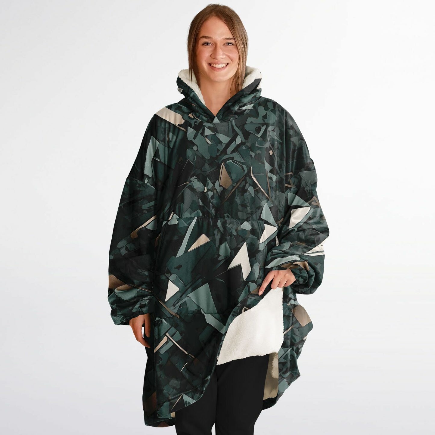 Abstract Camo Snug Hoodie - Festival Fleece Wearable Blanket - Essentials Hoodie