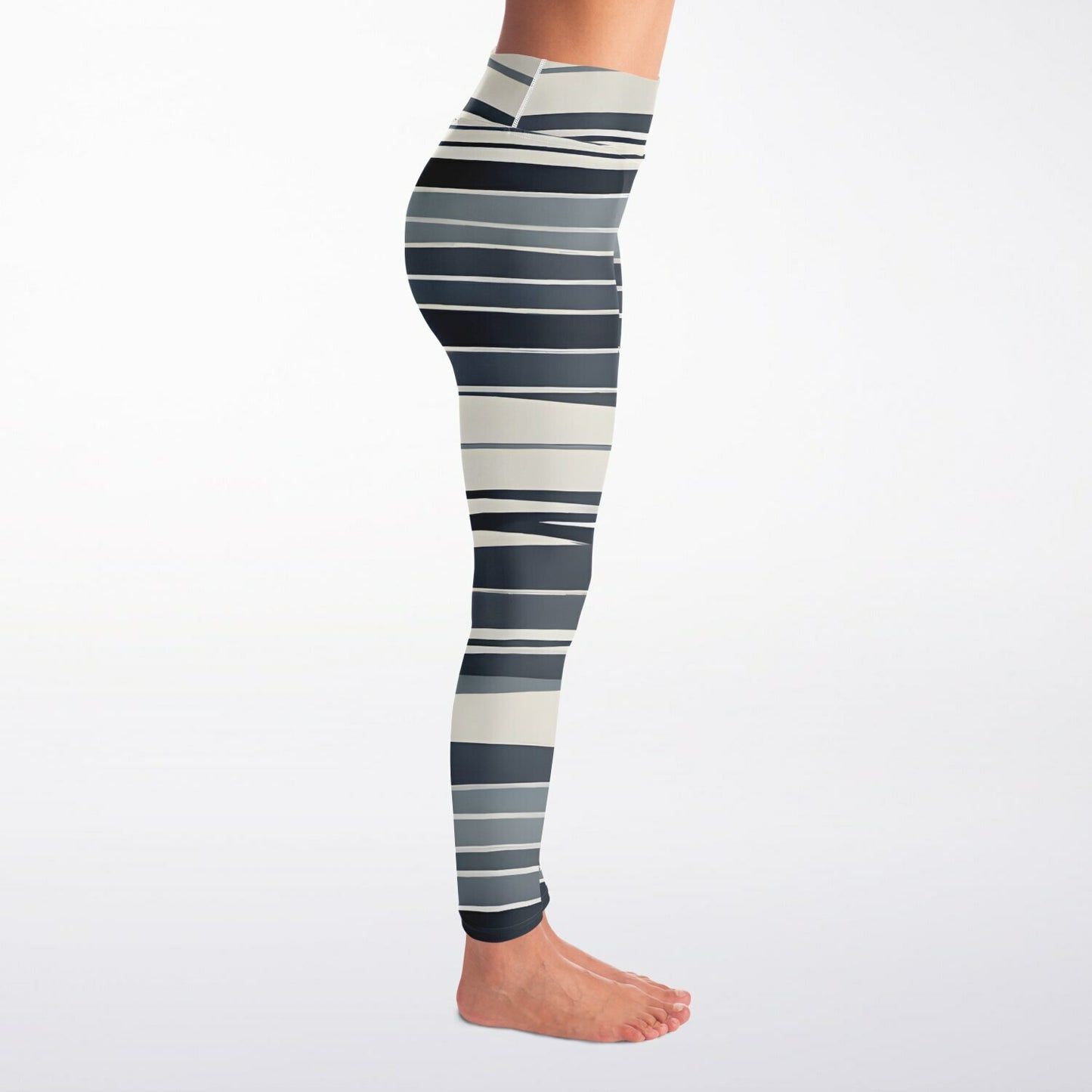 White & Blue Lines Yoga Leggings