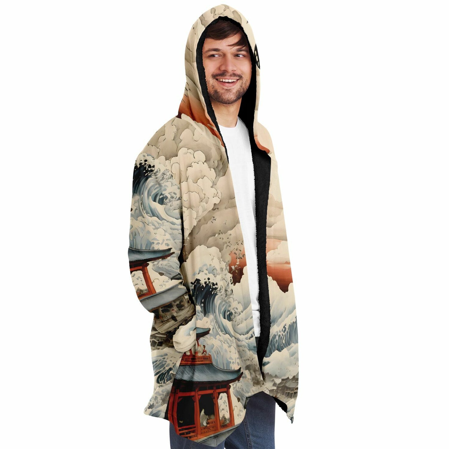 Mothra Hooded Cloak - Sherpa Fleece Fantasy Art with Anime Aesthetic