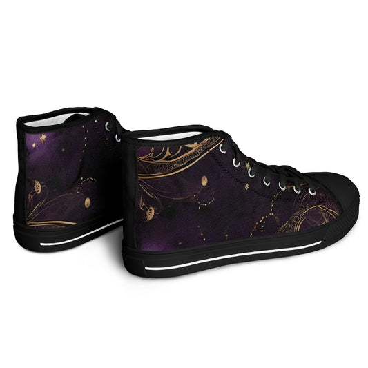Celestial Purple High Tops - Rave Shoes with Purple and Gold Accents, Magical Vibes