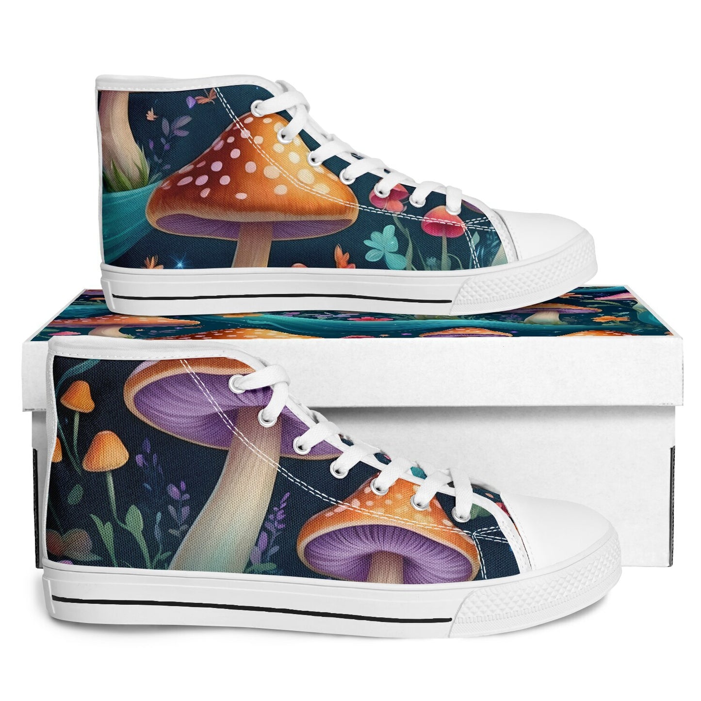 Magical Mushrooms High Tops - Rave Shoes with A Bold Style and All-Day Comfort