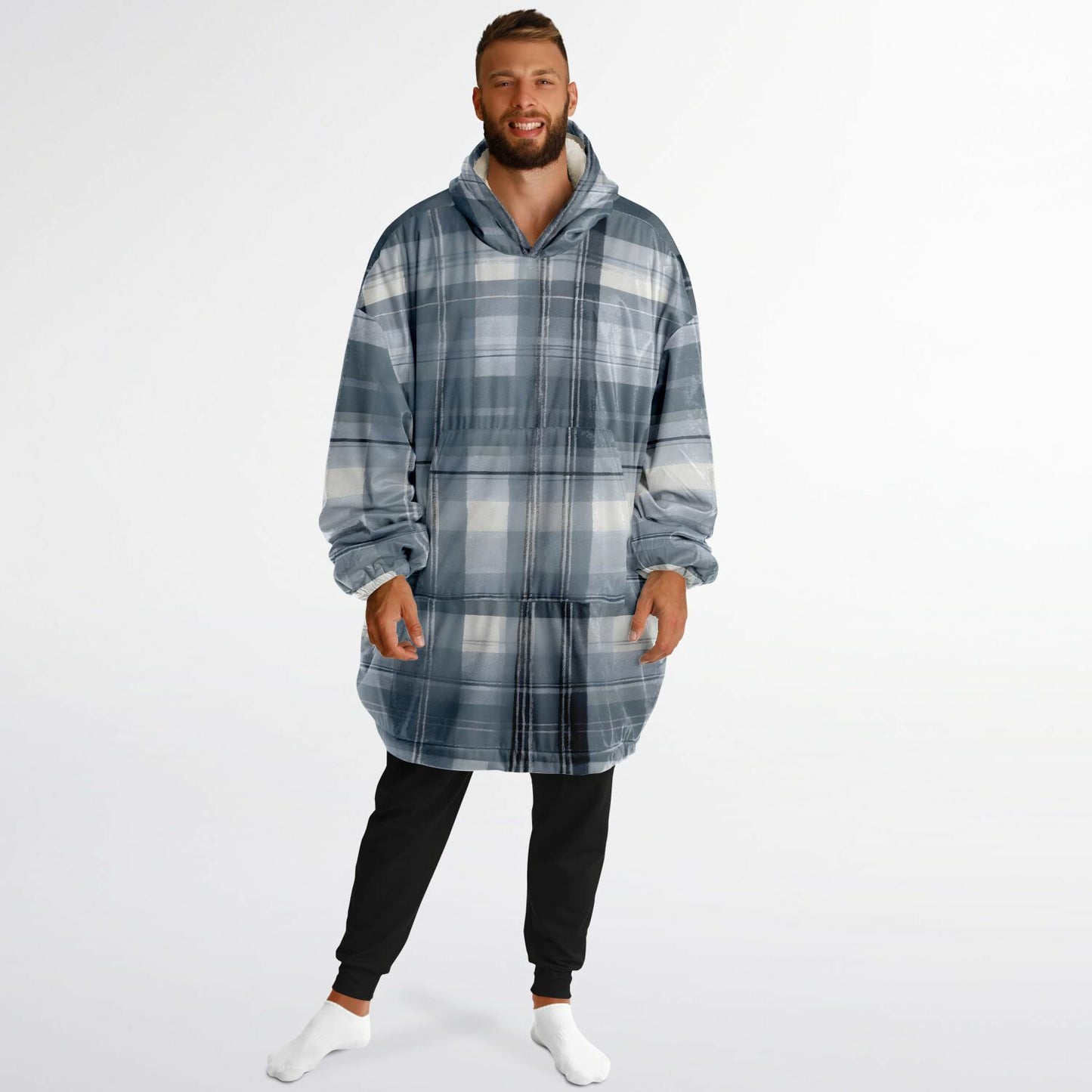 Blue Tartan Snug Hoodie - Fleece Hoodie - Essentials Hoodie