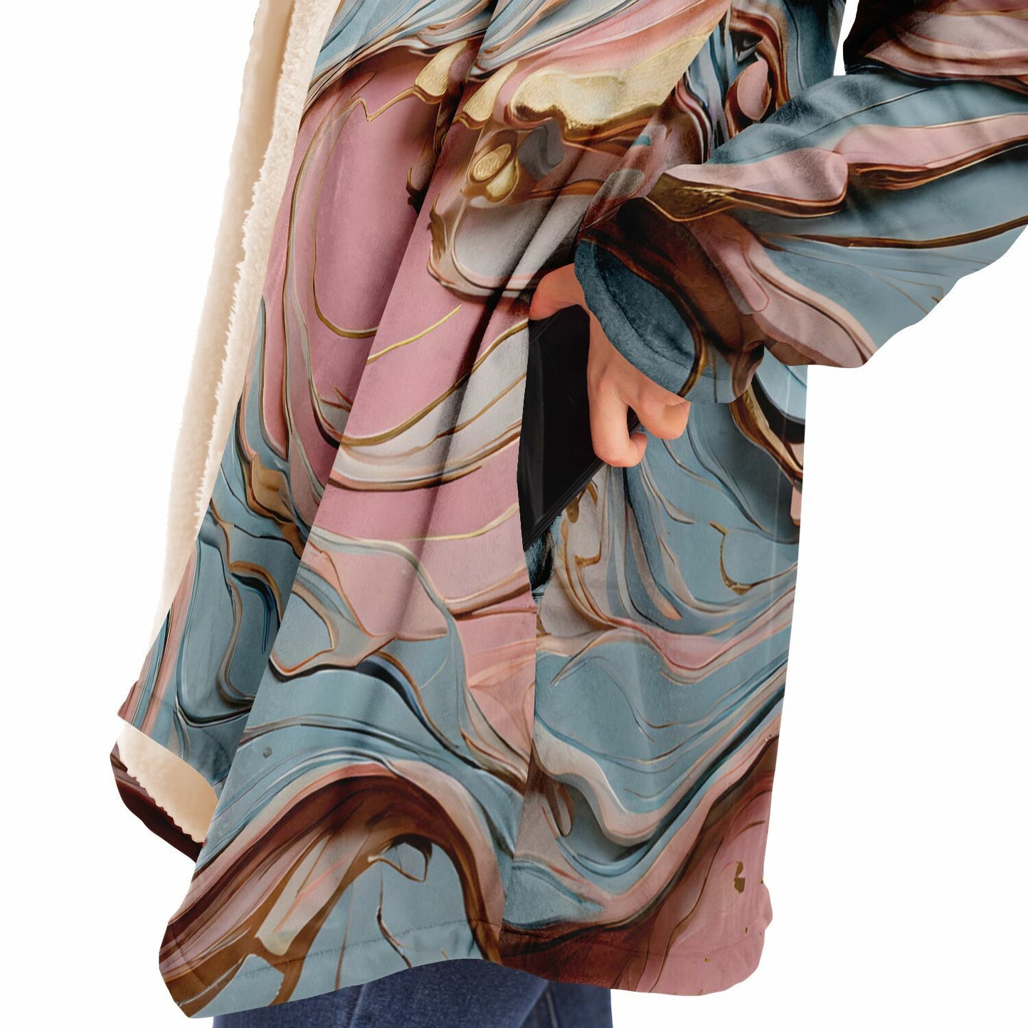 Bubblegum Festival Hooded Cloak - Sherpa Fleece with Fun Festival Aesthetics