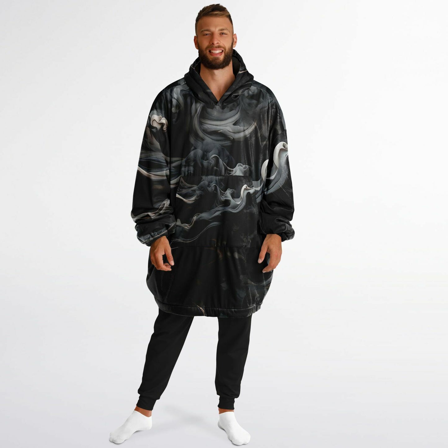Black Smoke Snug Hoodie - Festival Fleece Hoodie - Essentials Hoodie