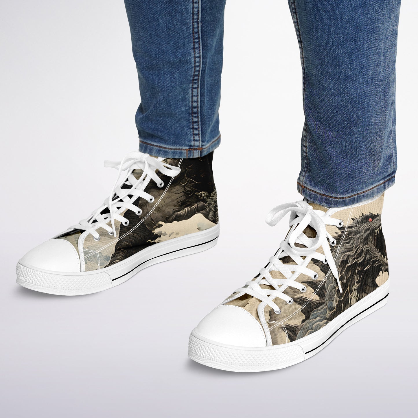 Godzilla High Tops - Rave Shoes with Monster Art Print