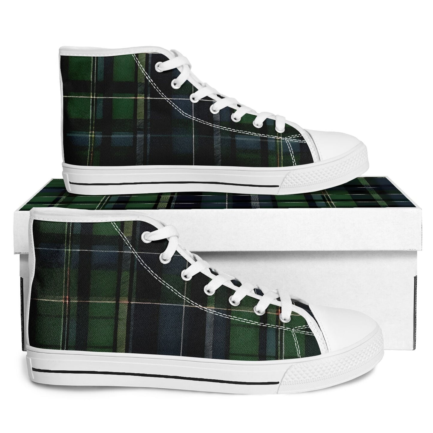 Green Tartan High Tops - Festival Sneakers