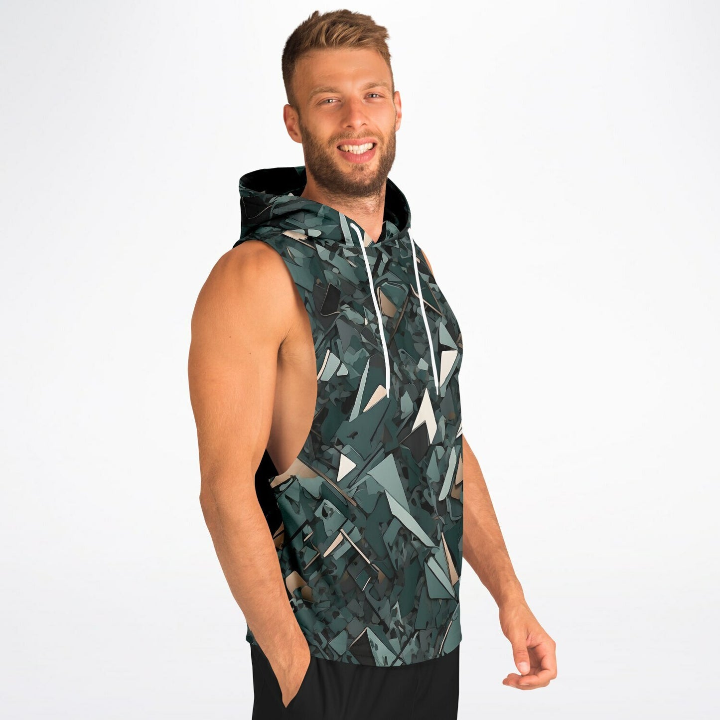 Abstract Camo Drop Armhole Hoodie