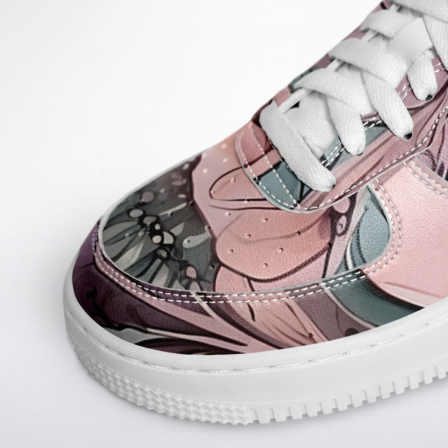 Lavender Boho Flowers Festival Trainers - Durable Rave Shoes with Pastel Floral Pattern