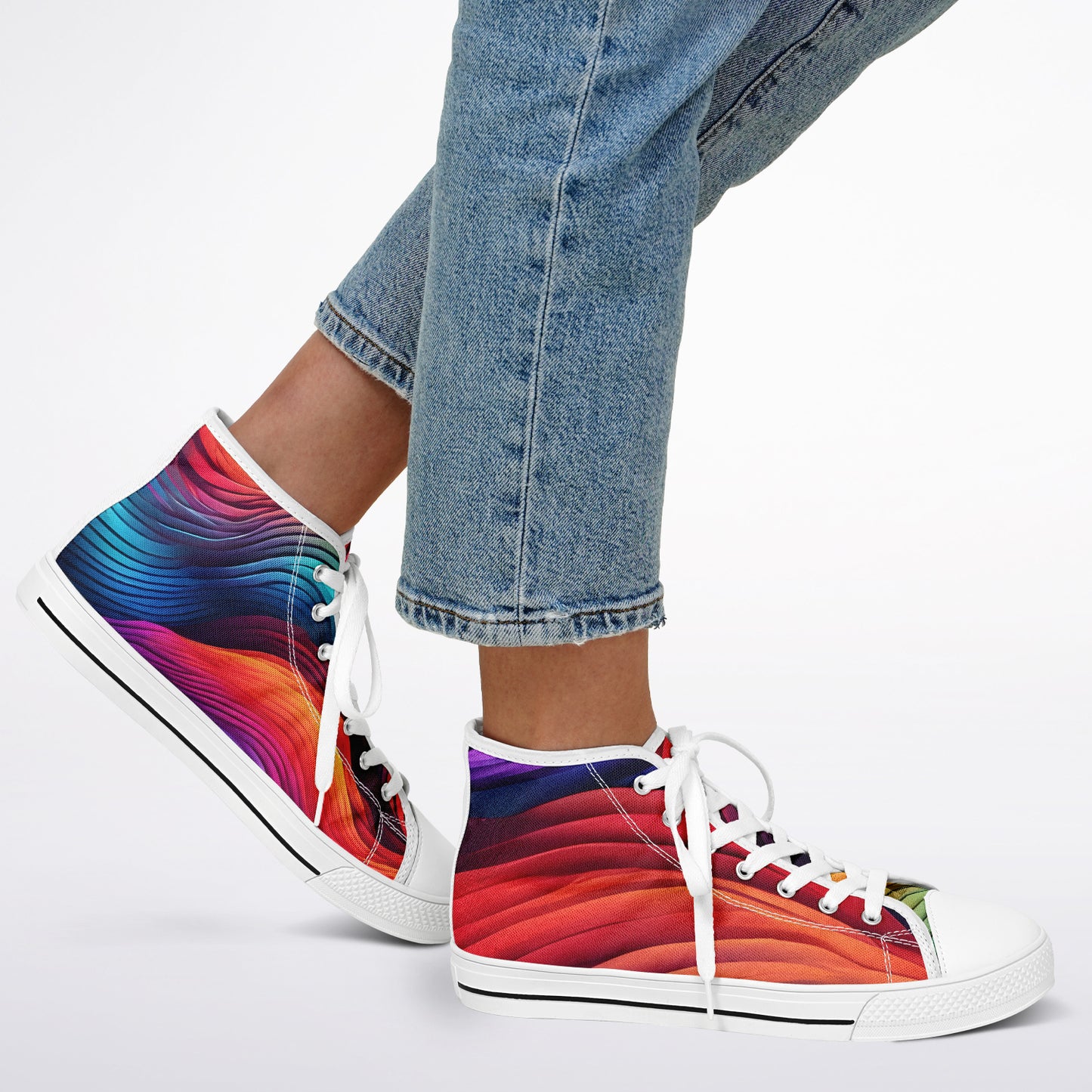 Neon Rainbow High Tops - Rave Shoes with A Bold Style and All-Day Comfort