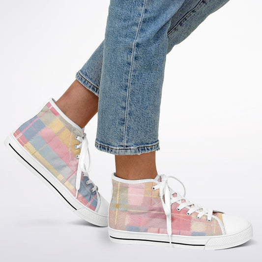 Pastel Tartan High Tops - Festival Sneakers
