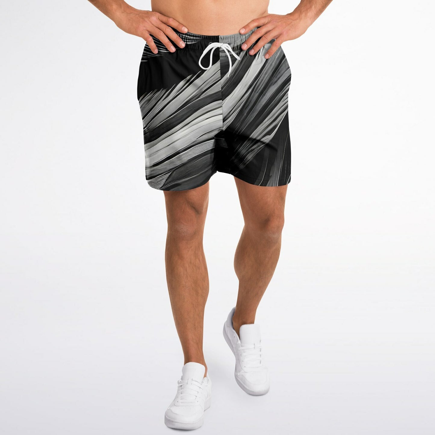 Black and White Swirls Athletic Shorts