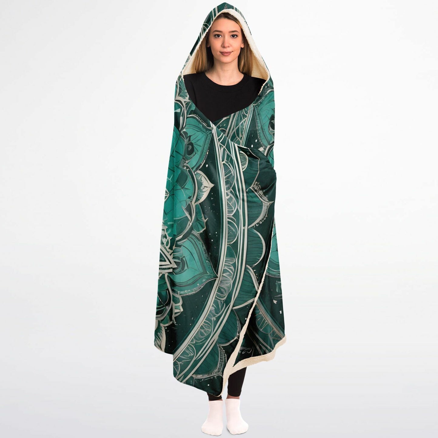 Emerald Mandala Hooded Blanket - Ultra-Soft Hoodie Blanket with Mandala Pattern