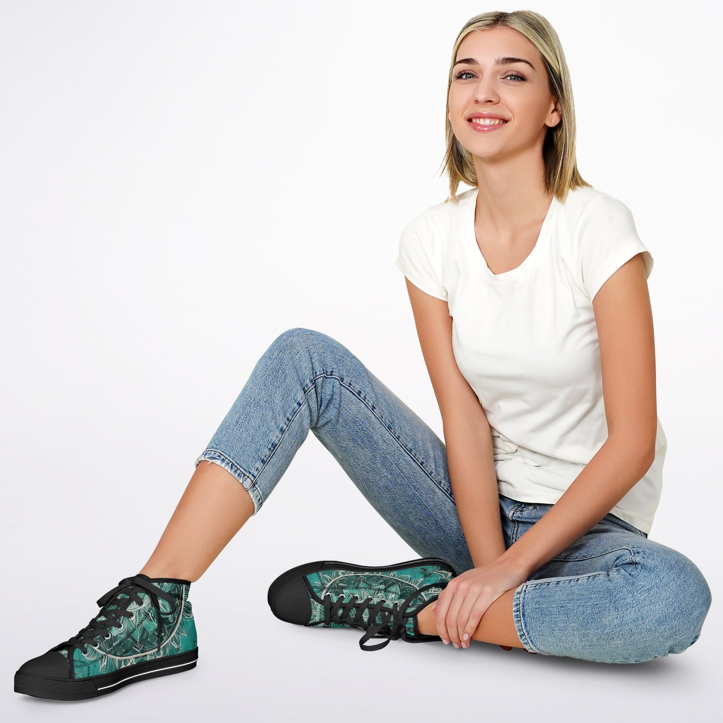 Green Mandala High Tops - Rave Shoes with A Bold Style and All-Day Comfort