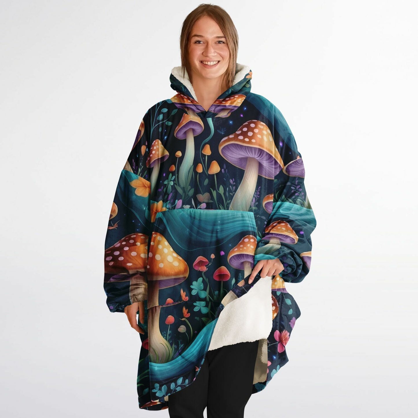 Magical Shrooms Snug Hoodie - Festival Fleece Wearable Blanket - Essentials Hoodie