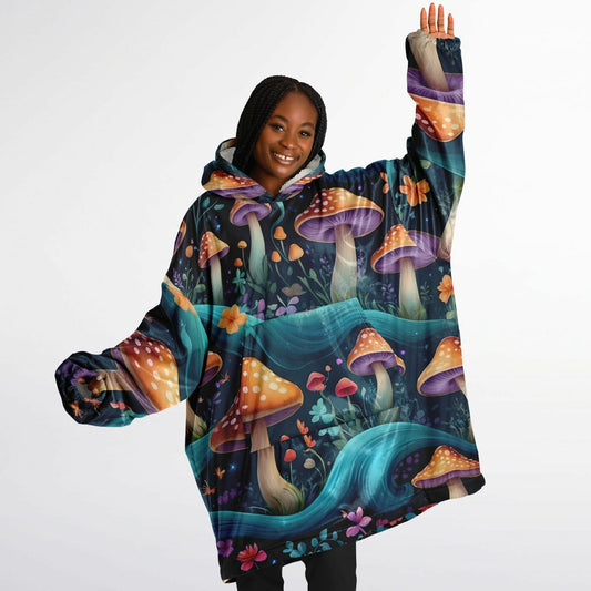 Magical Shrooms Snug Hoodie - Festival Fleece Wearable Blanket - Essentials Hoodie