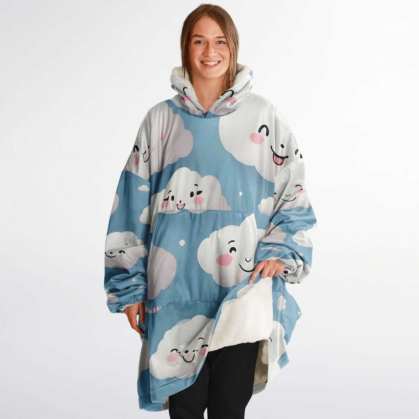 Happy Clouds Snug Hoodie - Fleece Hoodie - Essentials Hoodie