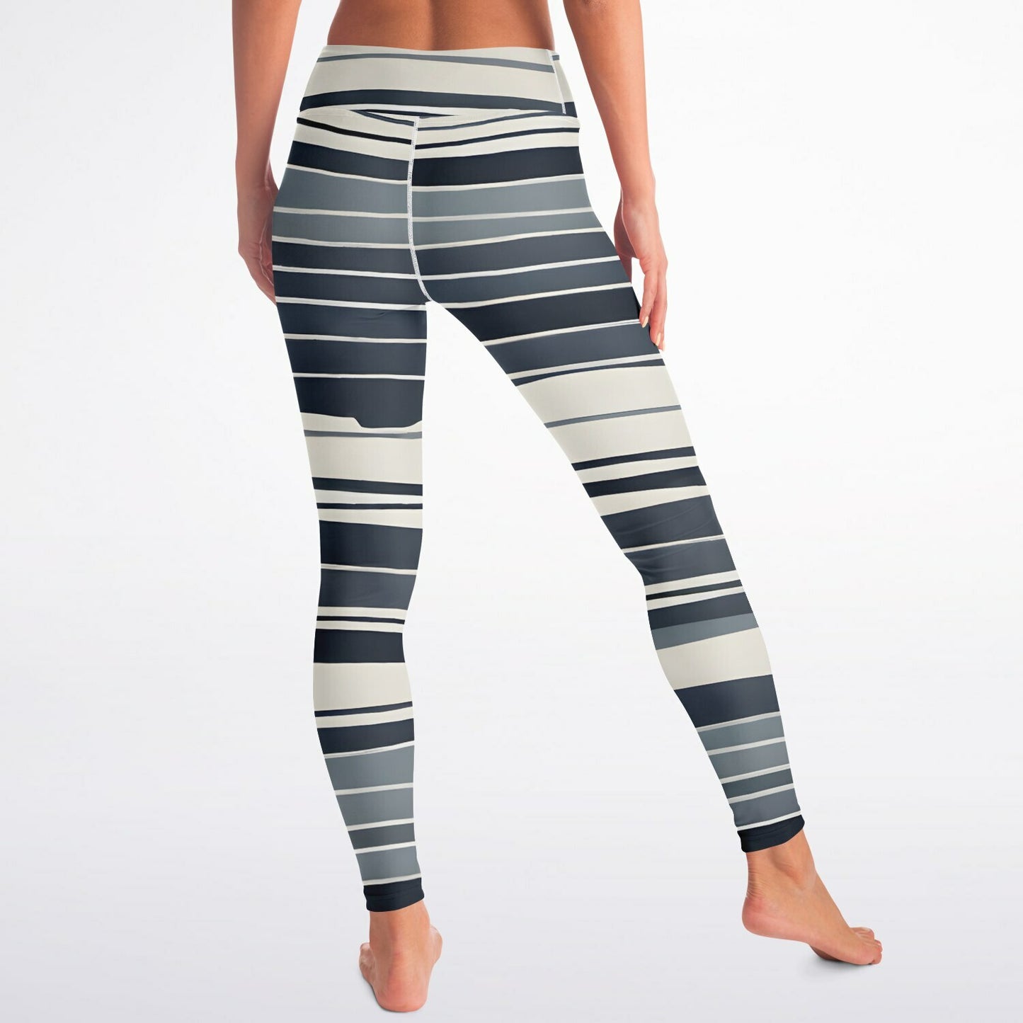 White & Blue Lines Yoga Leggings