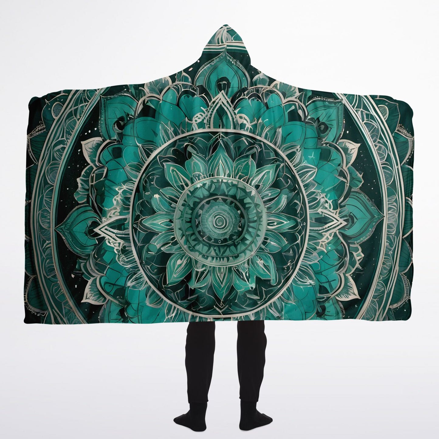 Emerald Mandala Hooded Blanket - Ultra-Soft Hoodie Blanket with Mandala Pattern