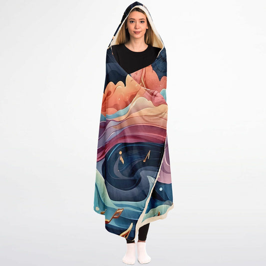 Musical Rainbow Hooded Blanket - Ultra-Soft Hoodie Blanket with Whimsical Rainbow Pattern