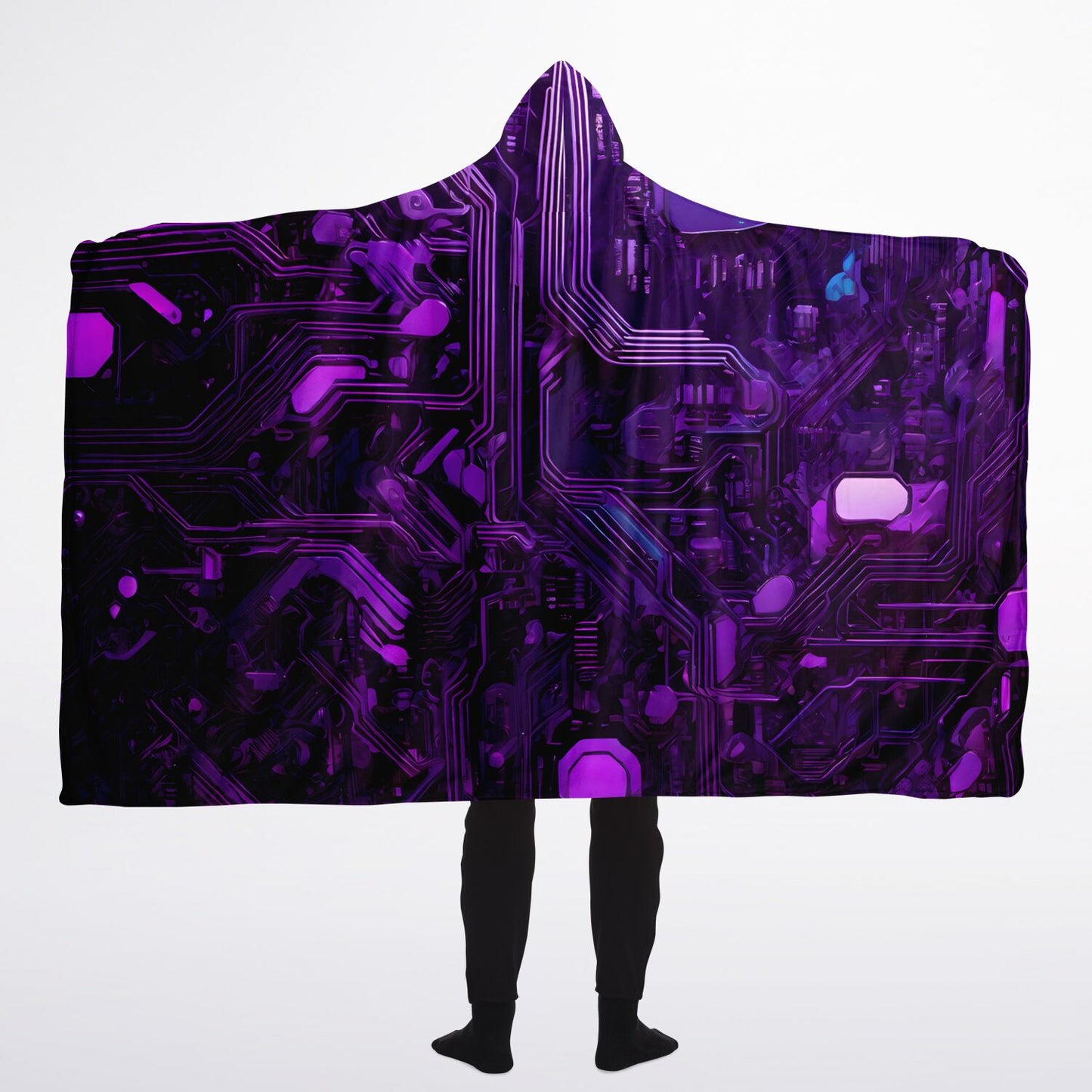 Purple Hardware Hooded Blanket - Ultra-Soft Hoodie Blanket with Computer Pattern