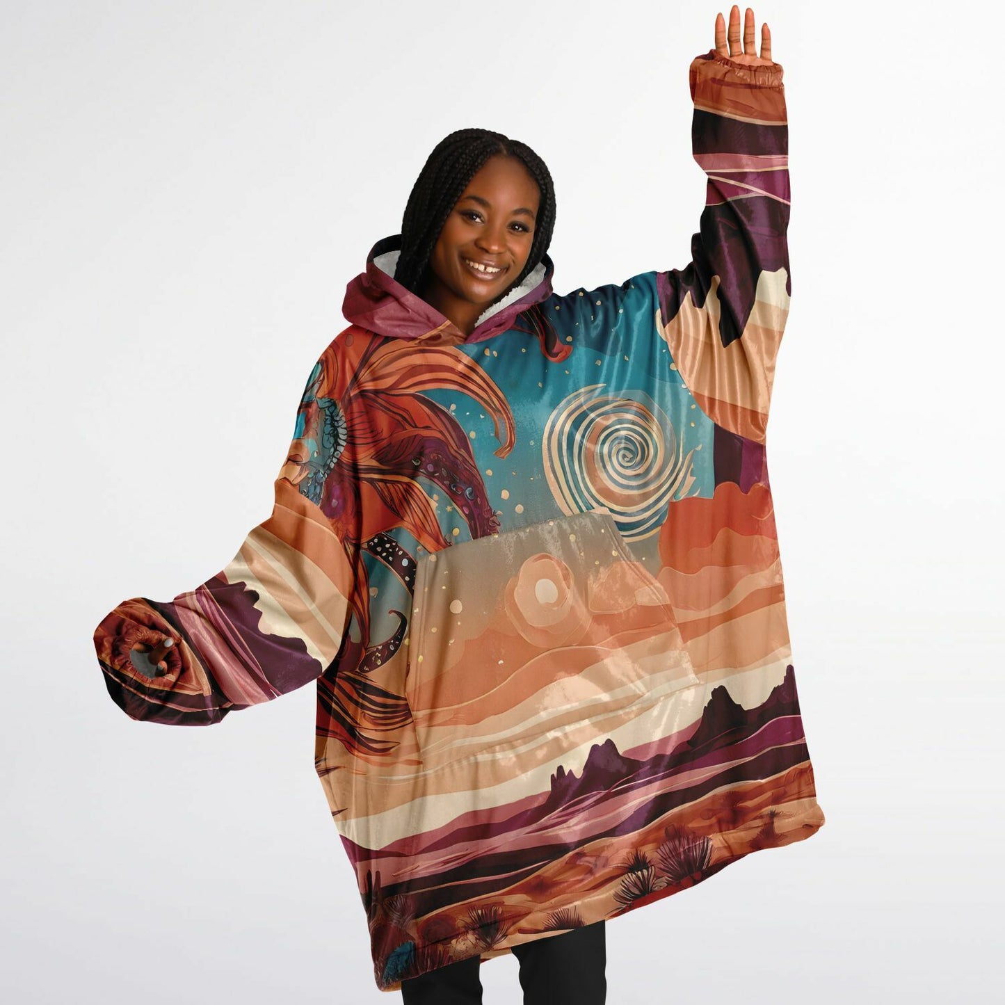 Boho Desert Snug Hoodie - Festival Fleece Wearable Blanket - Essentials Hoodie