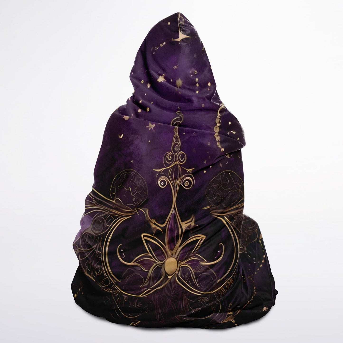 Purple Gothic Hooded Blanket - Fleece Blanket with Gothic Moonlight Festival Aesthetic