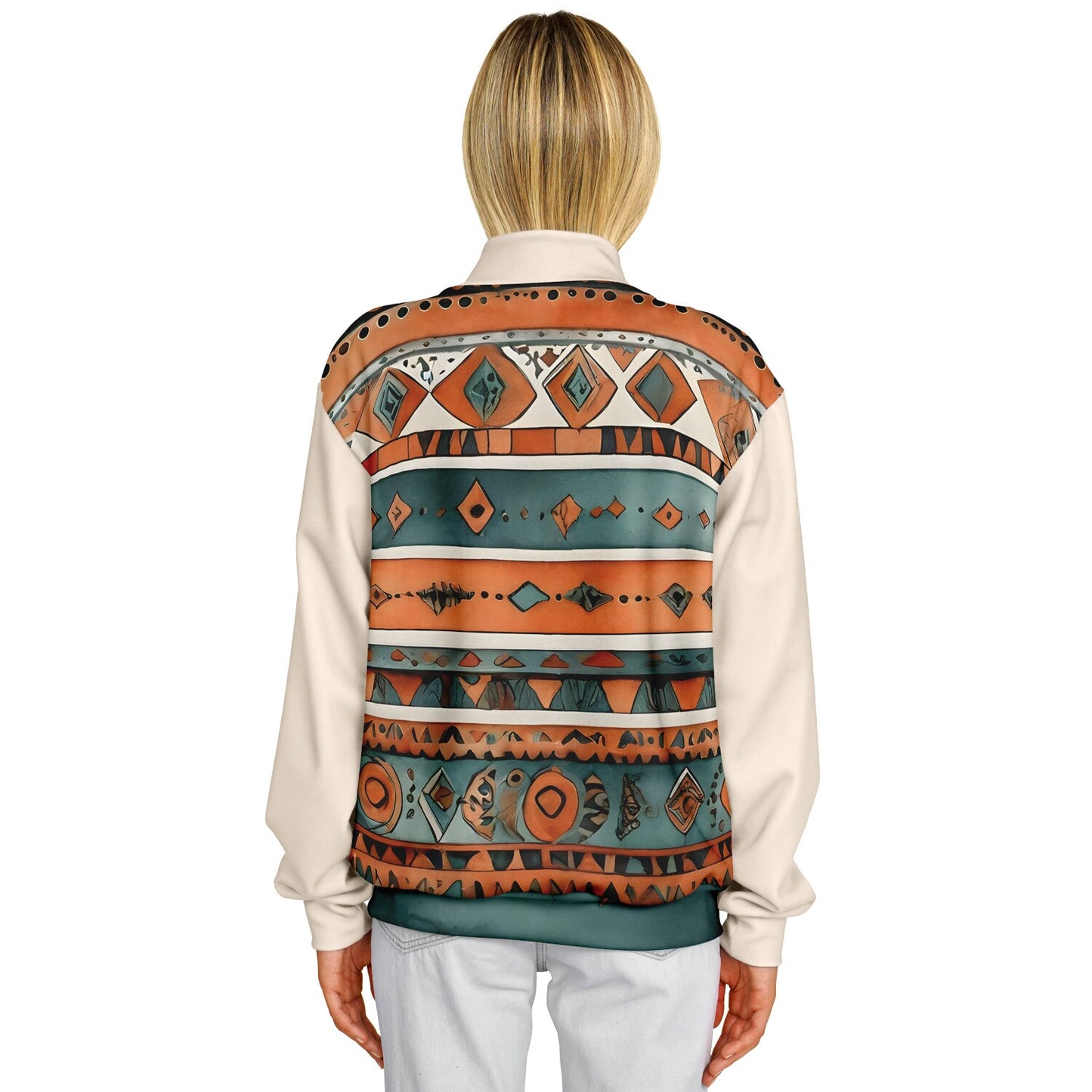 Abstract Baseball Jacket - Festival Style Comfort with Bright Patterns